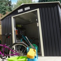 Thorpe Metal 8x6 Apex Shed In Dark Grey