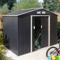 Thorpe Metal 8x6 Apex Shed In Dark Grey