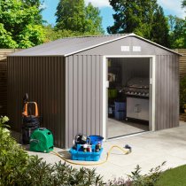 Thorpe Metal 10x8 Apex Shed In Light Grey