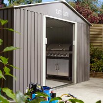 Thorpe Metal 10x8 Apex Shed In Light Grey