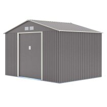 Thorpe Metal 10x8 Apex Shed In Light Grey