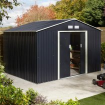 Thorpe Metal 10x8 Apex Shed In Dark Grey