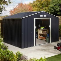 Thorpe Metal 10x8 Apex Shed In Dark Grey