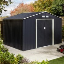 Thorpe Metal 10x8 Apex Shed In Dark Grey