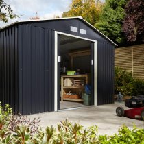 Thorpe Metal 10x8 Apex Shed In Dark Grey