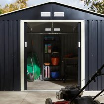 Thorpe Metal 10x8 Apex Shed In Dark Grey