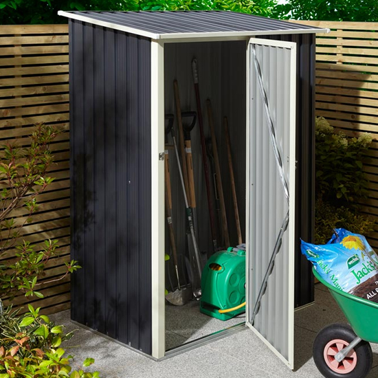 Thorpe Metal 5x3 Pent Shed In Dark Grey