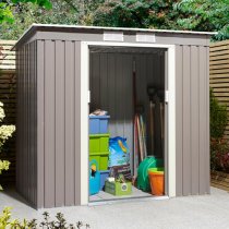 Thorpe Metal 6x4 Pent Shed In Light Grey