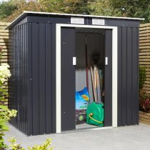 Thorpe Metal 6x4 Pent Shed In Dark Grey