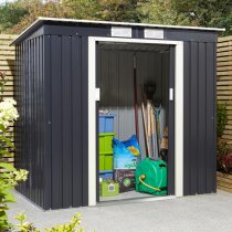 Thorpe Metal 6x4 Pent Shed In Dark Grey