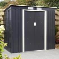 Thorpe Metal 6x4 Pent Shed In Dark Grey