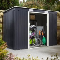 Thorpe Metal 8x4 Pent Shed In Dark Grey