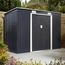 Thorpe Metal 8x4 Pent Shed In Dark Grey