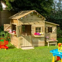 Oxer Wooden Club House Kids Playhouse In Natural Timber