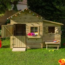 Oxer Wooden Club House Kids Playhouse In Natural Timber