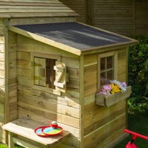 Oxer Wooden Club House Kids Playhouse In Natural Timber