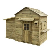 Oxer Wooden Club House Kids Playhouse In Natural Timber