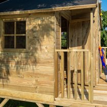 Oxer Wooden Highview Hideaway Kids Playhouse In Natural Timber