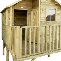 Oxer Wooden Highview Hideaway Kids Playhouse In Natural Timber