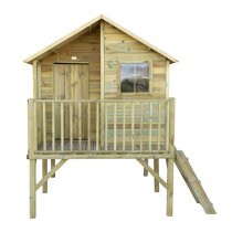 Oxer Wooden Highview Hideaway Kids Playhouse In Natural Timber