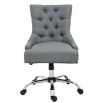 Anatolia Velvet Home And Office Chair With Chrome Base In Grey