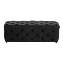 Alicia Velvet Hallway Seating Bench In Black With Wooden Feets