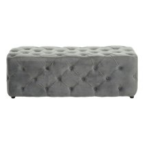 Alicia Velvet Hallway Seating Bench In Grey With Wooden Feets