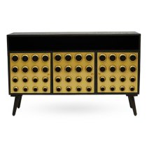 Atria Wooden Sideboard With 3 Doors In Black And Gold