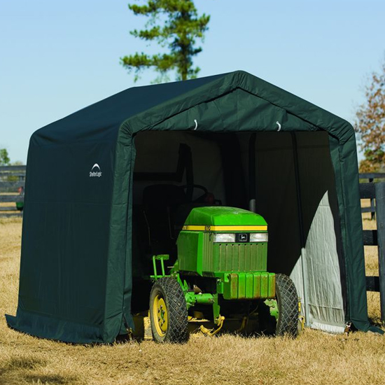 Wyck Woven Polyethylene 10x10 Garden Storage Shed In Green