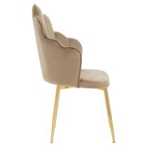 Tania Mink Velvet Dining Chairs With Gold Legs In A Pair