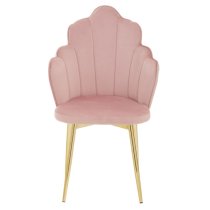 Tania Pink Velvet Dining Chairs With Gold Legs In A Pair