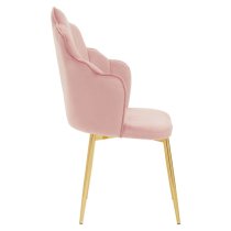 Tania Pink Velvet Dining Chairs With Gold Legs In A Pair