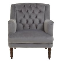 Lillie Velvet Upholstered Armchair In Grey