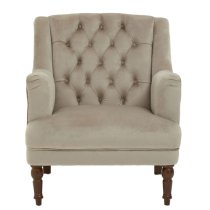 Lillie Velvet Upholstered Armchair In Mink