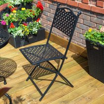 Hunstanton Metal Lattice Design Garden Bistro Set In Matt Black