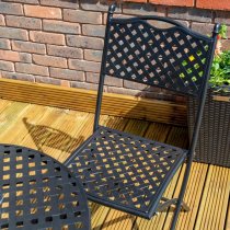 Hunstanton Metal Lattice Design Garden Bistro Set In Matt Black