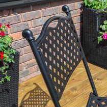 Hunstanton Metal Lattice Design Garden Bistro Set In Matt Black