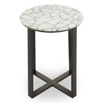 Marmora Marble Side Table With Black Metal Base