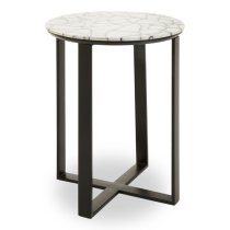 Marmora Marble Side Table With Black Metal Base