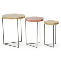 Koura Metal Nest Of 3 Tables In Gold And Grey