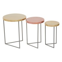 Koura Metal Nest Of 3 Tables In Gold And Grey