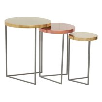 Koura Metal Nest Of 3 Tables In Gold And Grey