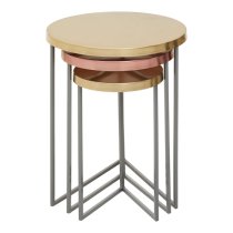 Koura Metal Nest Of 3 Tables In Gold And Grey