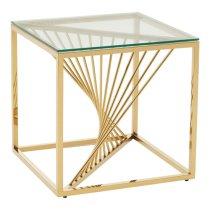 Amelia Clear Glass End Table With Gold Metal Base