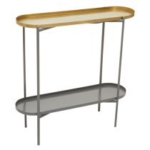 Koura Metal Console Table In Gold And Grey