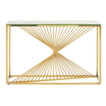 Amelia Clear Glass Console Table With Gold Metal Base