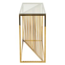 Amelia Clear Glass Console Table With Gold Metal Base