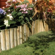 Bory Set Of 4 Spiked 1.8m Border Roll In Natural Timber