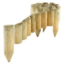 Bory Set Of 4 Spiked 1.8m Border Roll In Natural Timber