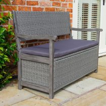 Auchinleck Outdoor Wooden Storage Seating Bench In Grey Wash